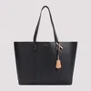 TORY BURCH BLACK PERRY TRIPLE GRAINED LEATHER TOTE BAG