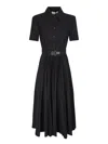 Tory Burch Pleated Short-sleeve Poplin Midi Shirtdress In Black