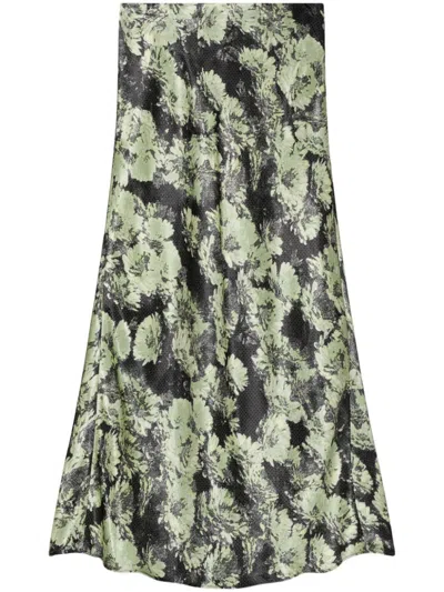 Tory Burch Black Printed Satin Skirt