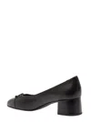 TORY BURCH BLACK PUMPS WITH BOW AND LOGO DETAIL IN LEATHER WOMAN