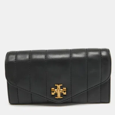 Pre-owned Tory Burch Black Quilted Leather Kira Envelope Wallet
