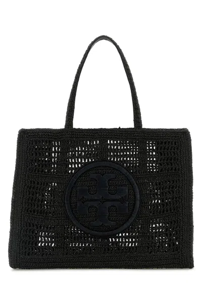 Tory Burch Black Raffia Large Ella Shopping Bag