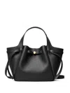 Tory Burch Romy Pebble Leather Satchel In Black