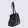 Tory Burch Black Leather Romy Totes In Black