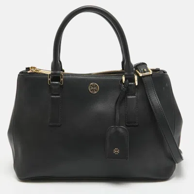 Pre-owned Tory Burch Black Saffiano Leather Double Zip Robinson Tote