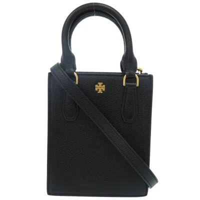 Pre-owned Tory Burch Black Sand Leather Handbag Shoulder Bag () In Black, Sand