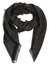 Tory Burch Scarf With Jacquard Motif Fringes In Black