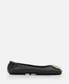 Tory Burch Minnie Travel Ballet With Metal Logo In Black