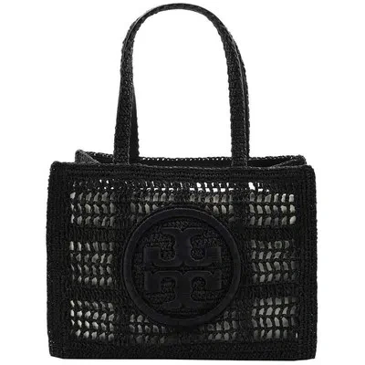 Pre-owned Tory Burch Black Small Hand-crochete Ella Tote Bag 158040-001