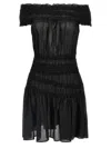 Tory Burch Off-shoulder Smocked Mini Dress In Black