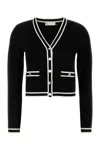 Tory Burch Short Wool Blend Cardigan With Front Pockets In Black