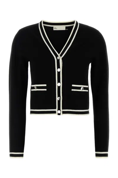 TORY BURCH TORY BURCH BLACK STRETCH WOOL BLEND KENDRA CARDIGAN