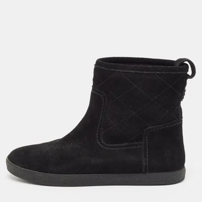 Pre-owned Tory Burch Black Suede Ankle Boots Size 37.5