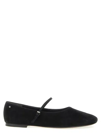 TORY BURCH BLACK SUEDE BALLET FLATS