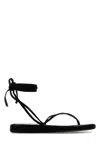 Tory Burch Suede Capri Sandals Flat Sole Strappy Design In Black