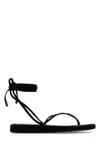 Tory Burch Suede Capri Sandals Flat Sole Strappy Design In Black