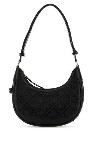 Tory Burch T Monogram Crescent Bag In Black