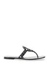 Tory Burch Black Thong Sandals With Logo On The Front And Stud Embellishments In Leather Woman