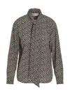 Tory Burch Ditsy Floral Bow Blouse In Blackwhite