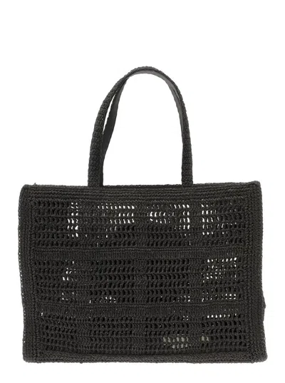Tory Burch Black Tote Bag With Jacquard Logo