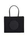 Tory Burch Black Tote With Circular Logo And Functional Design In Black