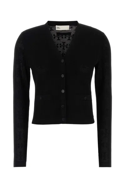 TORY BURCH BLACK VISCOSE BLEND CARDIGAN