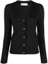 Tory Burch Simone Wool And Silk Cardigan In Black