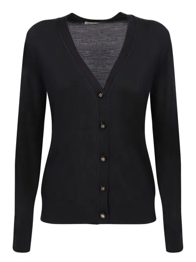 Tory Burch Black Wool-silk Blend Top