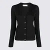 Tory Burch Fitted V-neck Cardigan With Decorative Buttons In Black