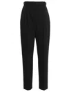 Tory Burch High Waist Wool Twill Trousers With Pleats In Black