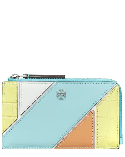 Tory Burch Blake Leather Zip Card Case In Multi