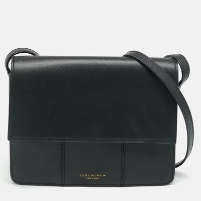 Pre-owned Tory Burch Block T Black Leather Shoulder Bag