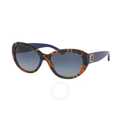 Tory Burch Blue Gradient Oval Ladies Sunglasses Ty7136 17574l 56 In Multi
