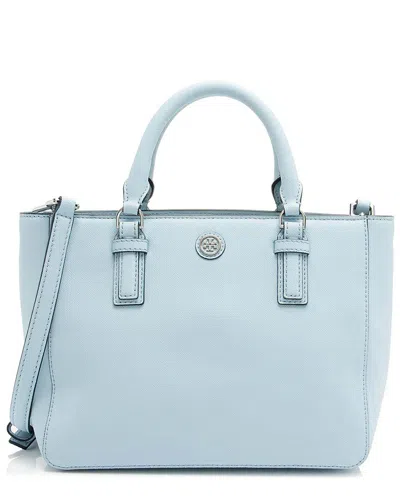 Tory Burch Blue Leather Robinson Mico Double-zip Tote (authentic Pre-loved)
