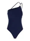 Tory Burch Blue One-shoulder Swimsuit With U-neck On The Back In Tech Fabric Woman In Blue