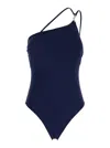 Tory Burch Blue One-shoulder Swimsuit With U-neck On The Back In Tech Fabric Woman In Blue