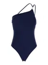 Tory Burch Blue One-shoulder Swimsuit With U-neck On The Back In Tech Fabric Woman In Blue