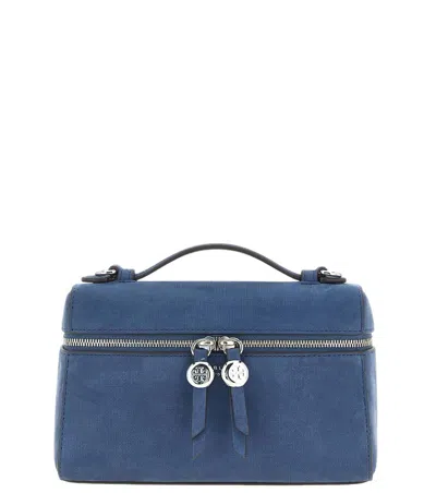 Tory Burch Romy Mini Nubuck Handbag With Top Handle And Shoulder Strap In Blue