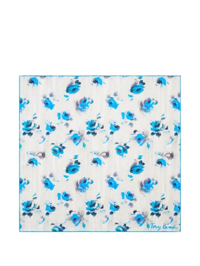 Tory Burch Blue Roses Neckerchief
