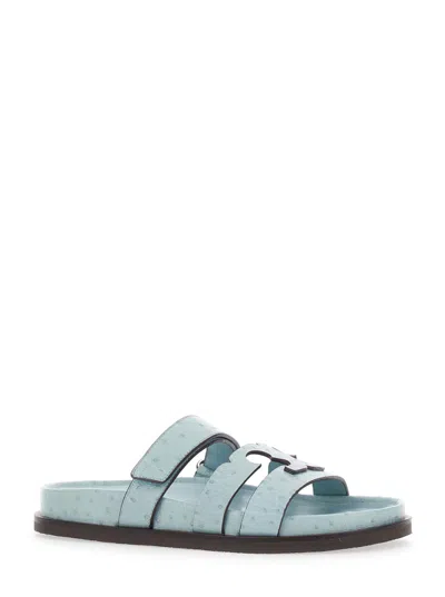 TORY BURCH BLUE SLIP ON SANDALS