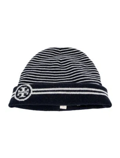 Pre-owned Tory Burch Blue Striped Beanie