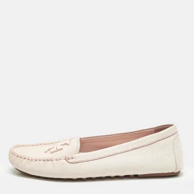 Pre-owned Tory Burch Blush Pink Leather Lowell Loafers Size 39