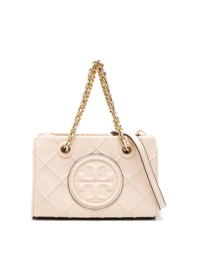 Tory Burch Fleming Quilted Tote Bag In Beige