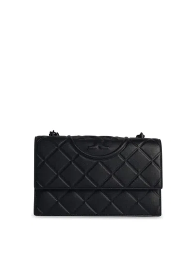 Tory Burch Quilted Leather Crossbody Bag Chain Strap In Black