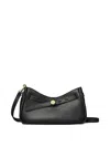 Tory Burch Romy Black Shoulder Bag With Removable Shoulder Strap And Logo Plaque On The Front In Leather Woman In Black