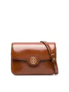 Tory Burch Robinson Spazzolato Shoulder Bag In Brown