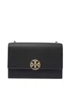 Tory Burch Black Pebbled Leather Miller Shoulder Bag In Black