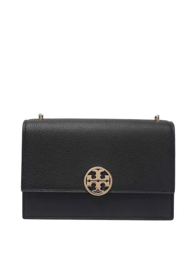 Tory Burch Black Pebbled Leather Miller Shoulder Bag