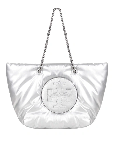 Tory Burch Ella Bag With Logo Plaque In Silver