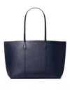 Tory Burch Mini Zipper Pouch Handbag With Leather Shoulder Straps In Blue
